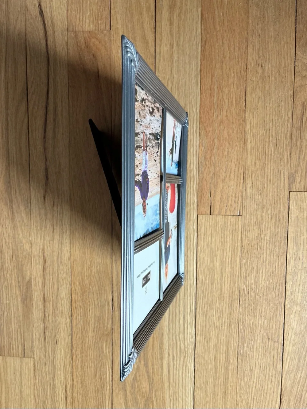NIB Burnes®️Photo Collage Frame, Silver tone metal, 9x9 in.  MISSING GLASS